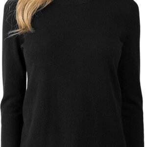 JENNIE LIU Women's 100% Pure Cashmere Crew Neck Sweater, Tight Knit Cozy Soft Hand Washable Long Sleeve Pullover