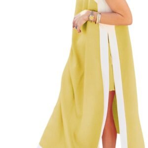 hooever women's 2 piece sets boho color block sleeveless maxi dress matching shorts with pockets