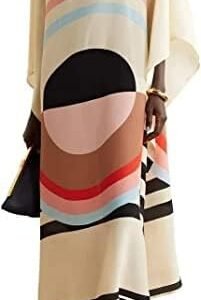 printed lounge wear calf length silk crepe kaftan, tunic, summer loose caftan, soft dress gift for her, party wear kaftan 5598 white one size