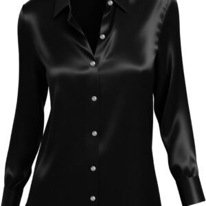 satin shirts for women, silk blouses for women dressy elegant satin button down shirts holiday tops christmas party outfits