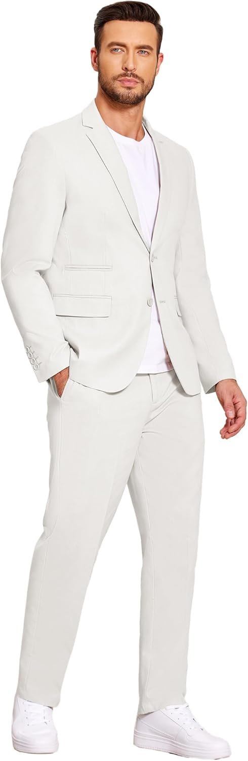 coofandy men's 2 piece linen suits set regular fit casual lightweight blazer jacket and pants coofandy men's 2 piece linen suits set regular fit casual lightweight blazer jacket and pants