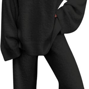 merokeety women's lounge sets 2026 fall fashion 2 piece outfits sweater pajama set fuzzy loungewear matching winter clothes