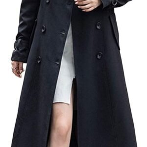 ebossy women's double breasted duster trench coat slim full length maxi long overcoat