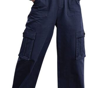 zmpsiisa women high waisted cargo pants wide leg casual pants 6 pockets combat military trousers