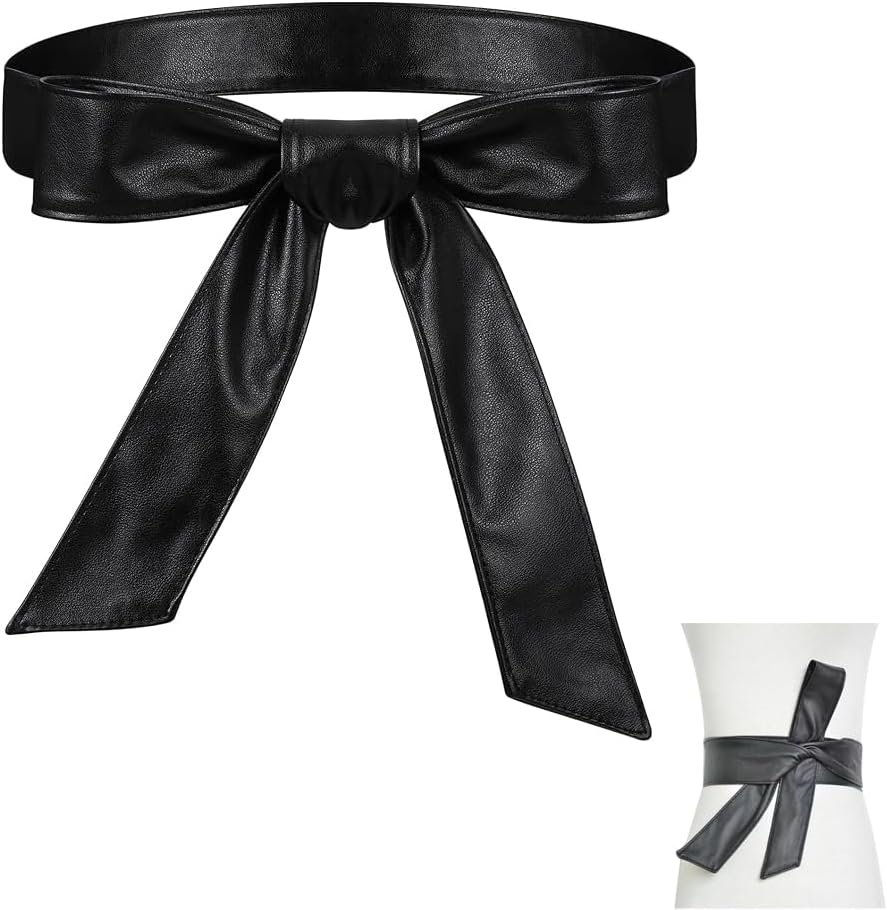 women black leather wrap belt obi waist fashion tie belt soft pu sash for dress coat jacket belts 1.8in wide 70in length women black leather wrap belt obi waist fashion tie belt soft pu sash for dress coat jacket belts 1.8in wide 70in length