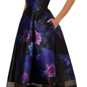 adrianna papell strapless floral mikado illusion ballgown