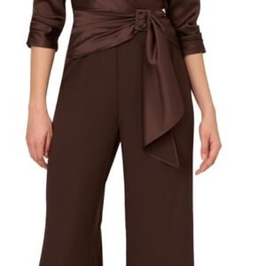 adrianna papell womens satin crepe jumpsuit