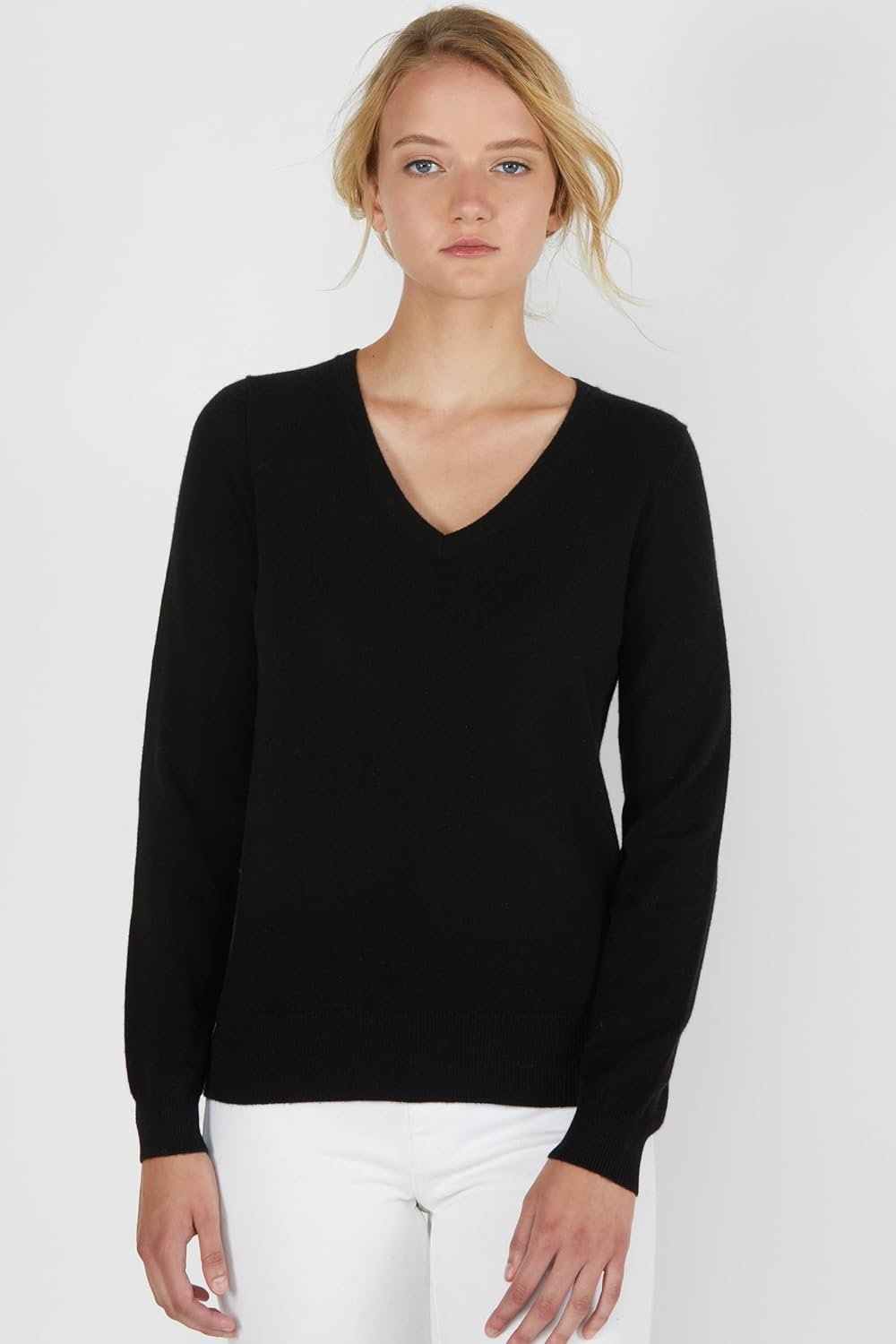 jennie liu women's 100% pure cashmere long sleeve pullover v neck sweater jennie liu women's 100% pure cashmere long sleeve pullover v neck sweater