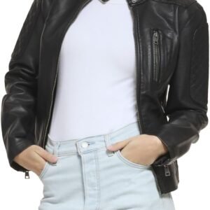 levi's women's faux leather motocross racer jacket (standard and plus)