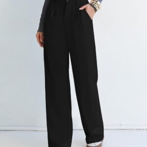 kistore womens pants wide leg thick warm pleated work slacks fall winter business casual trousers for women with pocket