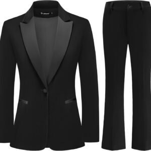 women's velvet suit 2 piece set satin peaked lapel blazer outfits for women wedding party business