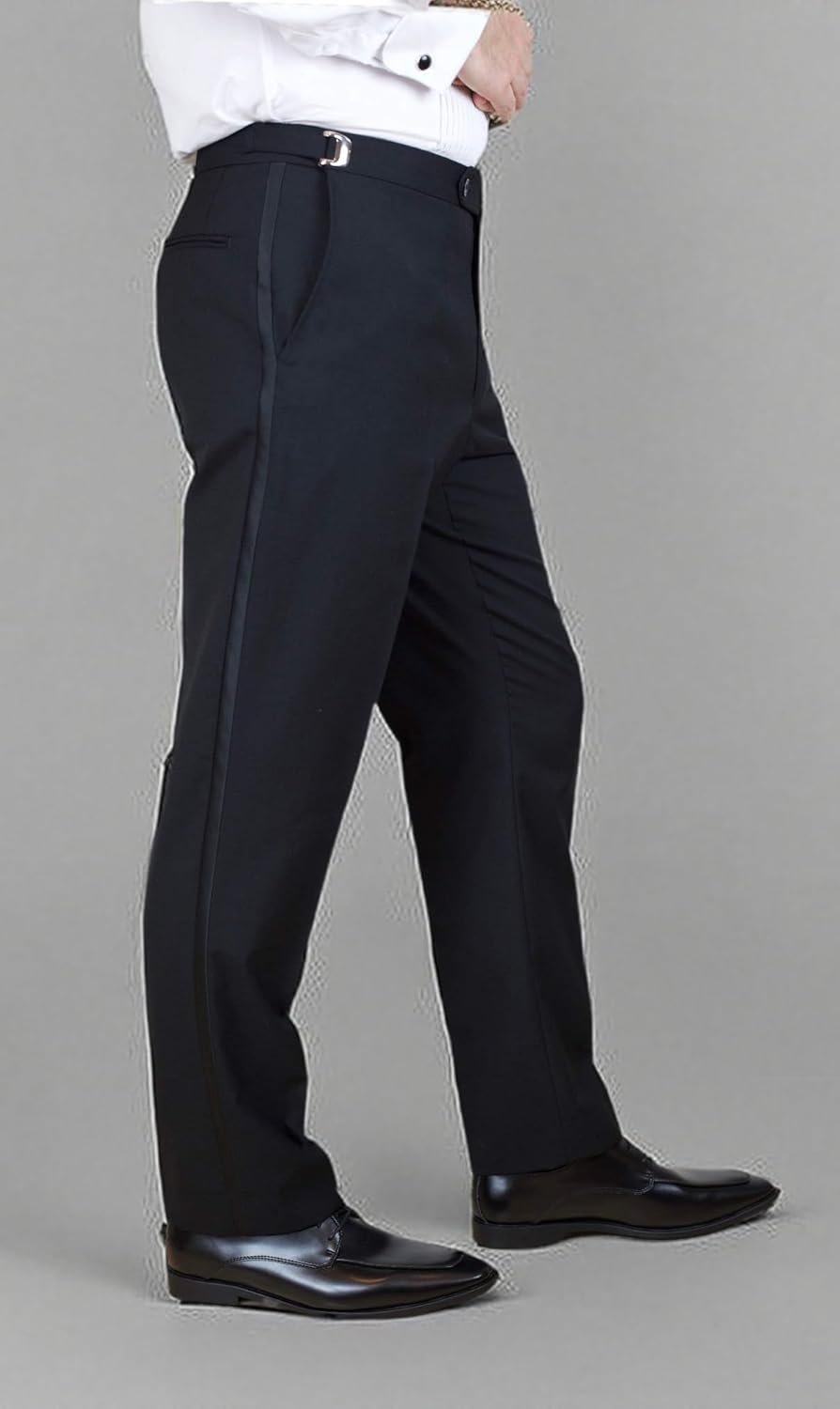 sir gregory men’s adjustable waist formal fitted trousers with satin stripe sir gregory men’s adjustable waist formal fitted trousers with satin stripe