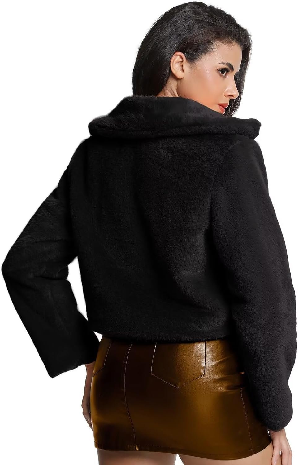 women's cropped faux fur jacket with hidden pockets and buttons plush shawl collar cardigan sexy coat women's cropped faux fur jacket with hidden pockets and buttons plush shawl collar cardigan sexy coat