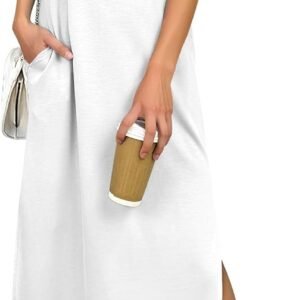 anrabess women summer casual sleeveless maxi dress 2026 crewneck loose split wrinkle free beach travel vacation long sundress