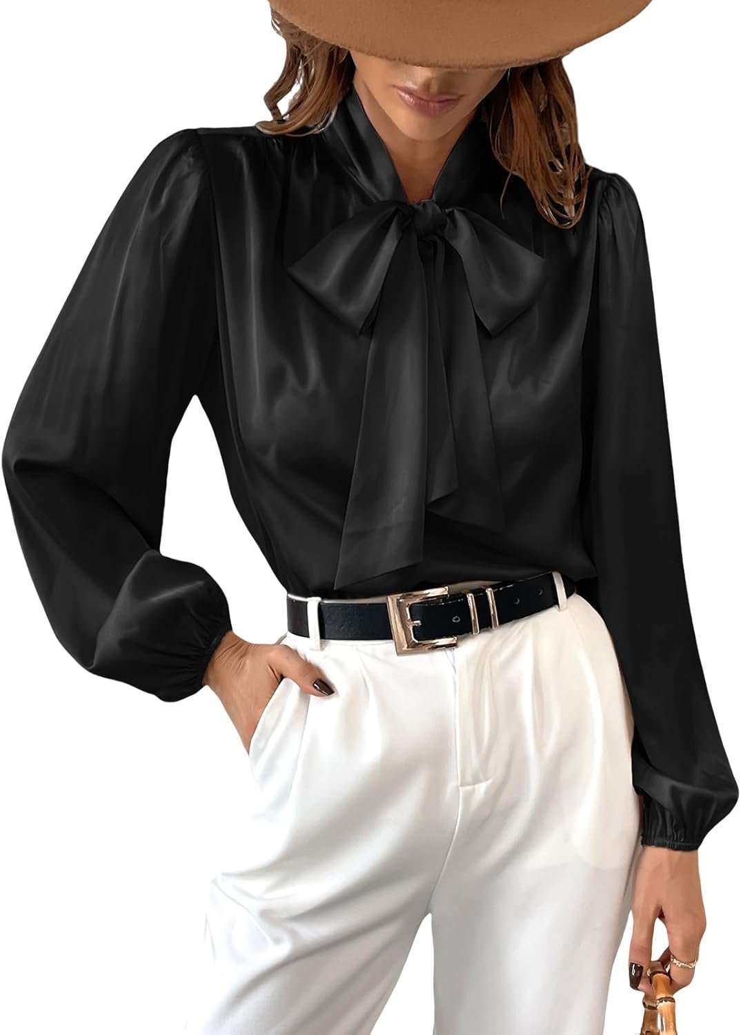 cupshe women's blouses long sleeve satin shirts bow tie high neck tops dressy casual cupshe women's blouses long sleeve satin shirts bow tie high neck tops dressy casual