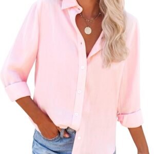 siliteelon button down shirts for women dress shirts cotton long sleeve collared blouse work business casual tops