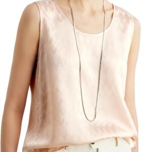 womens 100% mulberry silk tank top 22 momme silk with jacquard design, loose fit casual flowy sleeveless top outfit