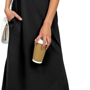 anrabess womens summer casual midi dress sleeveless crewneck loose split wrinkle free beach travel vacation long sundress