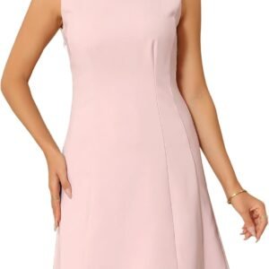 women's short dresses cocktail party wedding guest 50s sleeveless square neck mini a line dresses