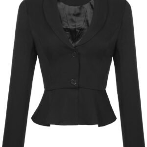 allegra k cropped blazer for women's work lapel collar long sleeve peplum ruffles office suit jacket