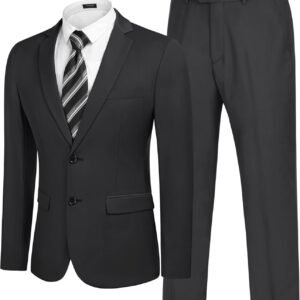 coofandy men's 2 piece suits classic fit 2 button dress suits tuxedo jacket blazer for wedding business dinner prom