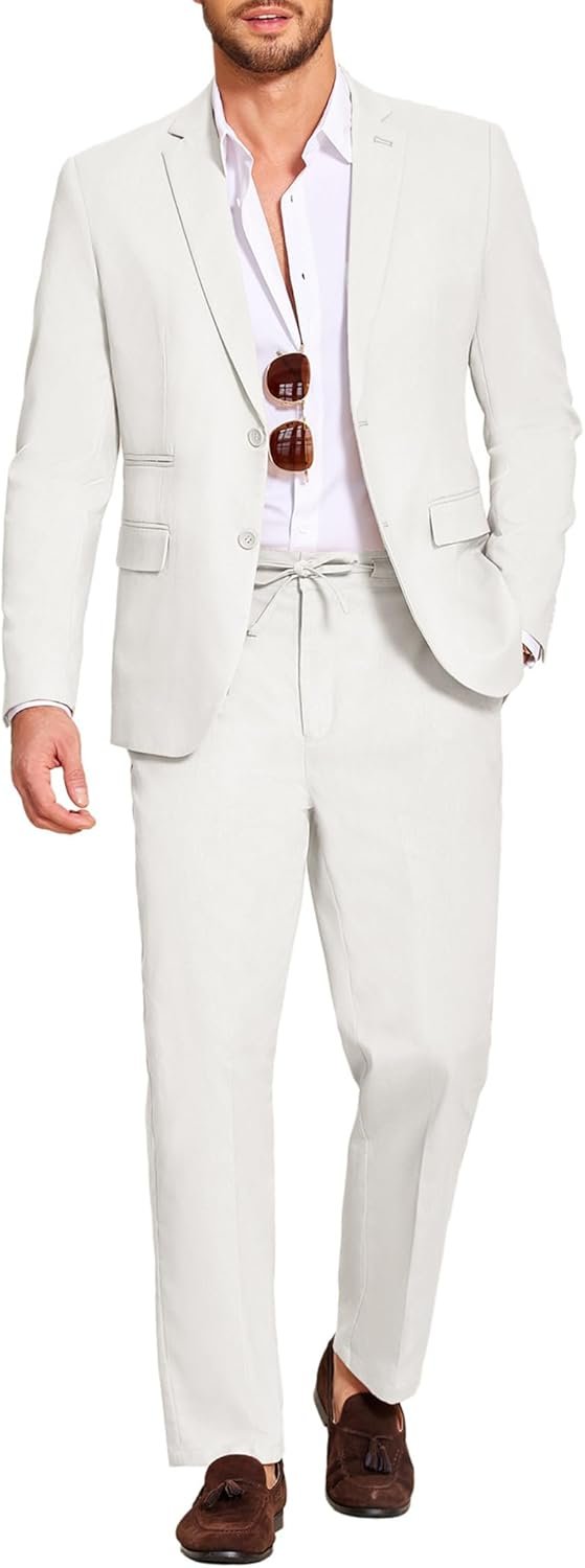 coofandy men's 2 piece linen suits set regular fit casual lightweight blazer jacket and pants coofandy men's 2 piece linen suits set regular fit casual lightweight blazer jacket and pants