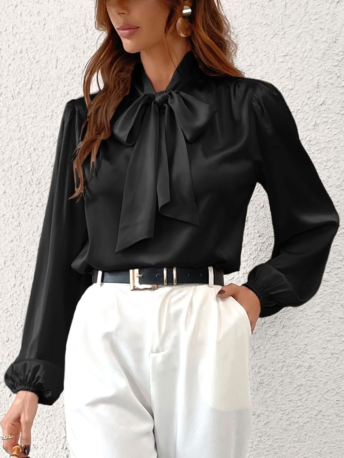 cupshe women's blouses long sleeve satin shirts bow tie high neck tops dressy casual cupshe women's blouses long sleeve satin shirts bow tie high neck tops dressy casual