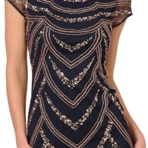 adrianna papell womens beaded cocktail dress
