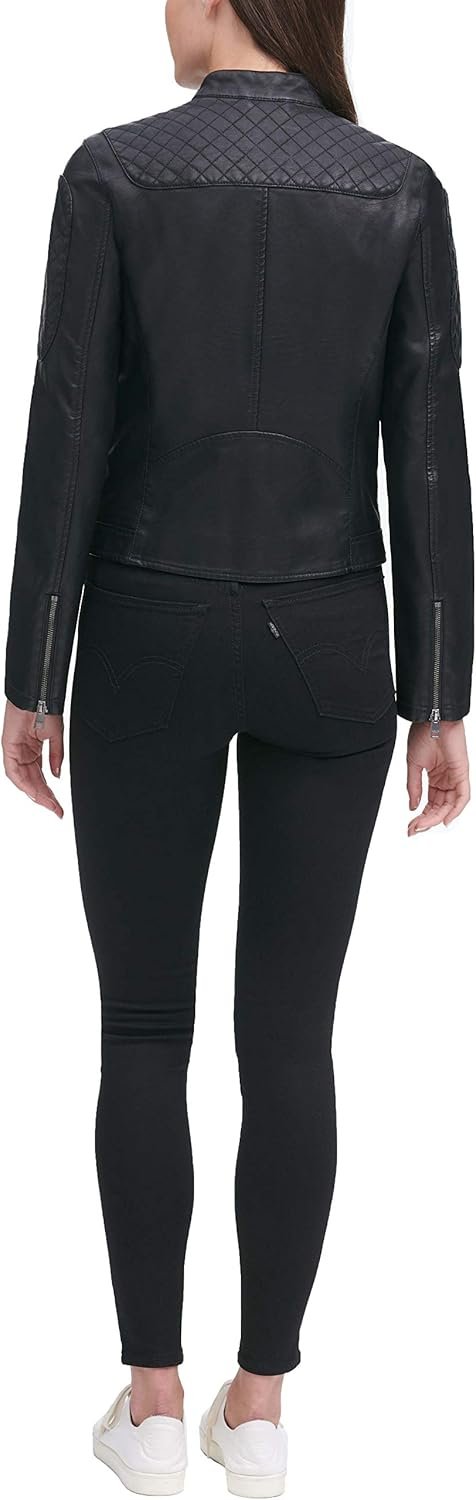 levi's women's faux leather motocross racer jacket (standard and plus) levi's women's faux leather motocross racer jacket (standard and plus)