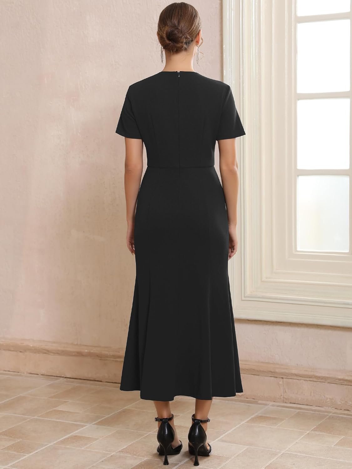 women's wedding guest dress for cocktail lace embroidered crewneck midi formal evening dresses women's wedding guest dress for cocktail lace embroidered crewneck midi formal evening dresses