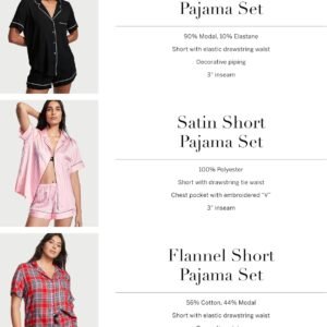 victoria's secret satin pajama set, short sleeve button down shirt & shorts, sleepwear for women (xs xxl)