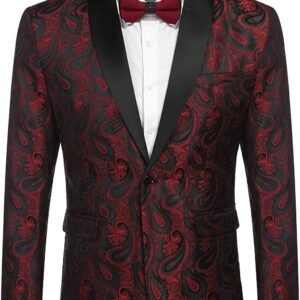 coofandy mens floral tuxedo jacket paisley shawl lapel suit blazer jacket for dinner,prom,wedding