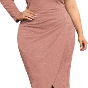 kimcurvy women plus size cocktail dress, homecoming wedding dresses, formal one shoulder sparkly sequin party, ruched bodycon