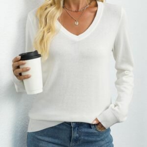 qualfort women's sweater 100% cotton long sleeve pullover sweater soft lightweight knit tops 2026