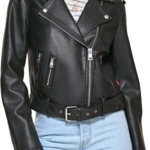 levi's women's the belted faux leather moto jacket (regular & plus size)