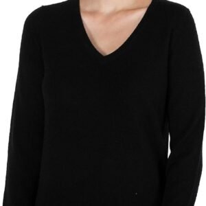 jennie liu women's 100% pure cashmere long sleeve pullover v neck sweater