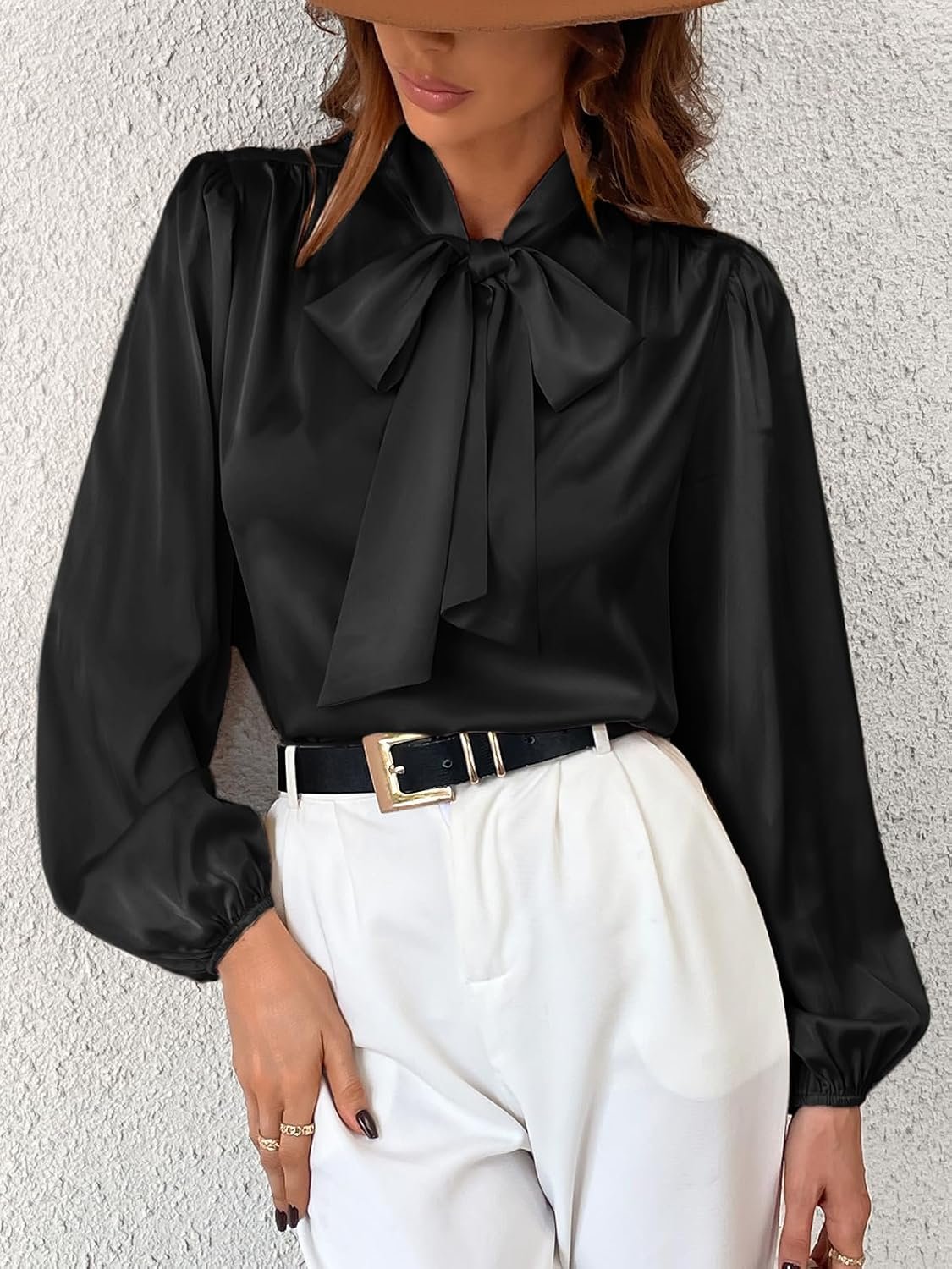 cupshe women's blouses long sleeve satin shirts bow tie high neck tops dressy casual cupshe women's blouses long sleeve satin shirts bow tie high neck tops dressy casual