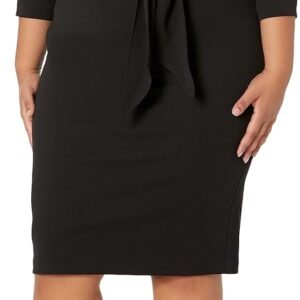 adrianna papell womens bow sheath dress with three quarter sleeves