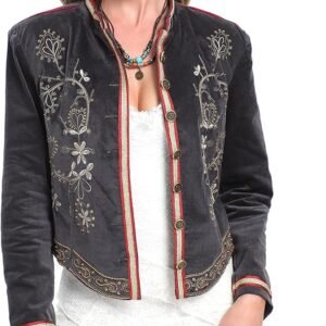 women's retro open embroidered jacket bohemian punk jacket autumn/winter coat