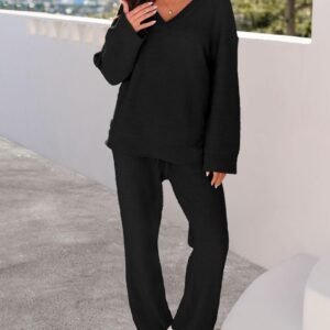 merokeety women's lounge sets 2026 fall fashion 2 piece outfits sweater pajama set fuzzy loungewear matching winter clothes