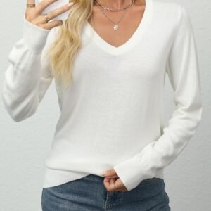 qualfort women's sweater 100% cotton long sleeve pullover sweater soft lightweight knit tops 2026