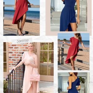 dokotoo womens one shoulder sleeveless ruffle empire waist asymmetrical high low bodycon formal wedding guest midi dresses