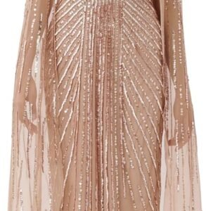 adrianna papell womens beaded cape long dress