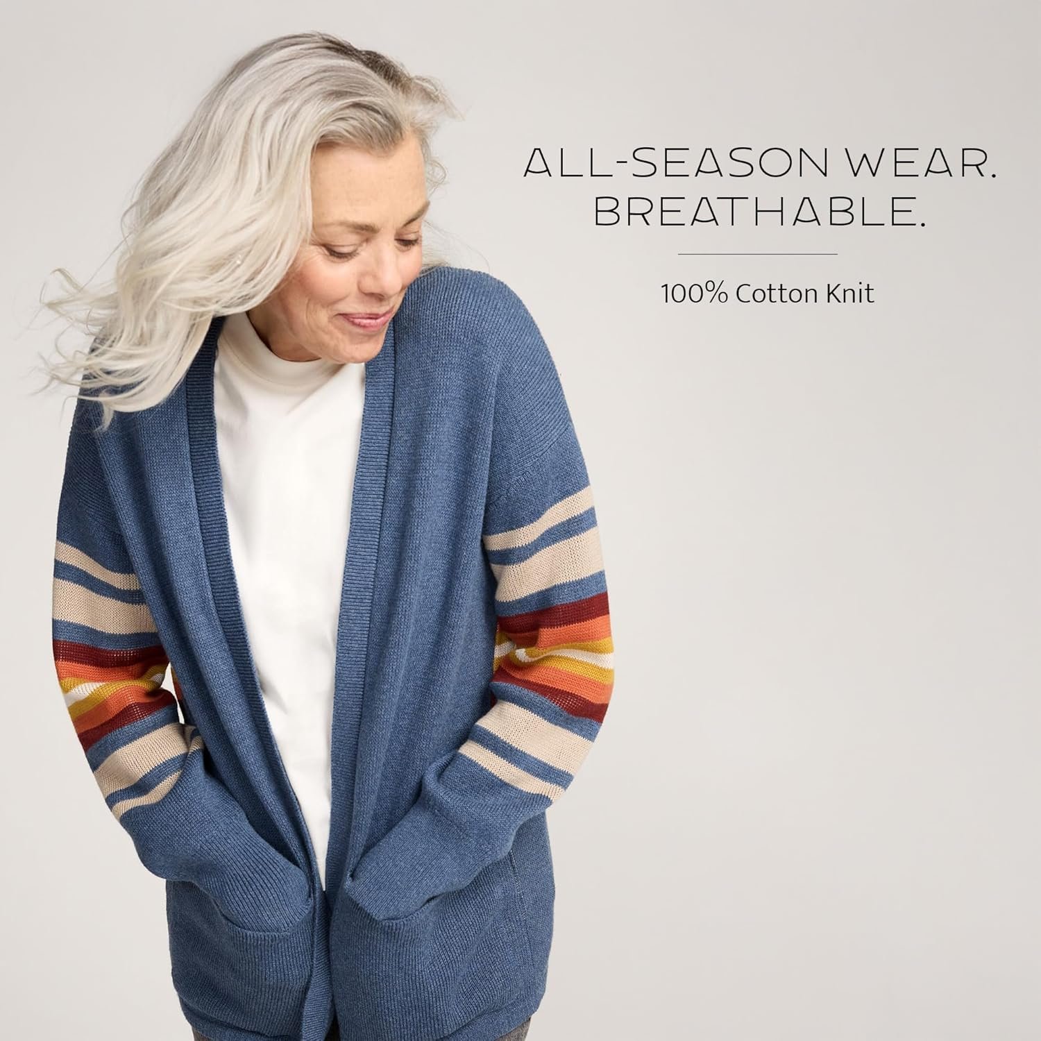 pendleton sierra spring cardigan for women, cotton sweater with harding pattern, open front, 28” length pendleton sierra spring cardigan for women, cotton sweater with harding pattern, open front, 28” length