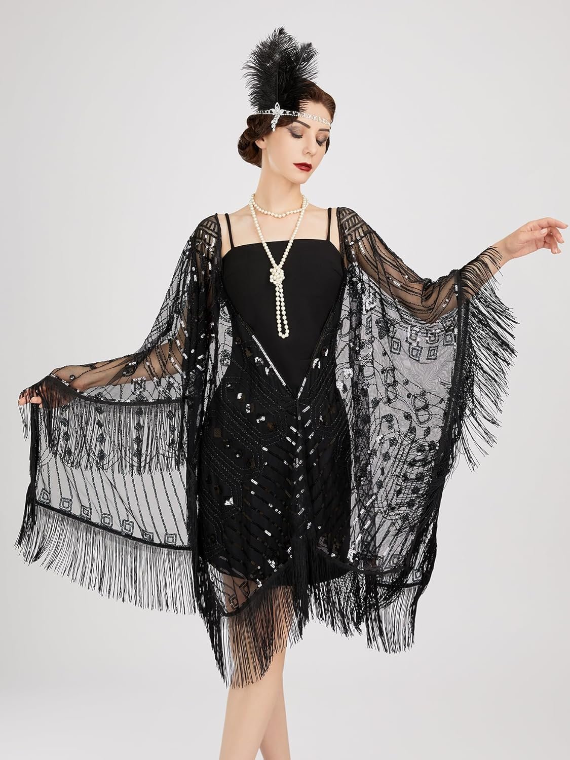 sweetv women's 1920s long shawl wraps,sequin flapper evening shawls for women formal/party/wedding/formal/harlem night sweetv women's 1920s long shawl wraps,sequin flapper evening shawls for women formal/party/wedding/formal/harlem night