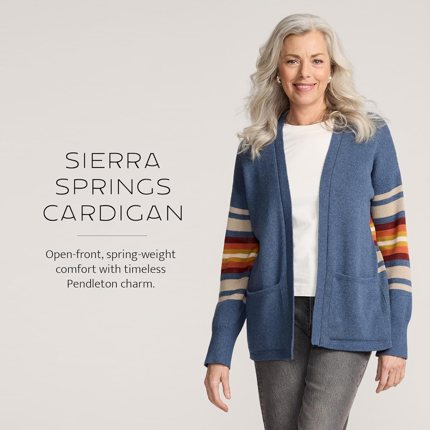 pendleton sierra spring cardigan for women, cotton sweater with harding pattern, open front, 28” length pendleton sierra spring cardigan for women, cotton sweater with harding pattern, open front, 28” length
