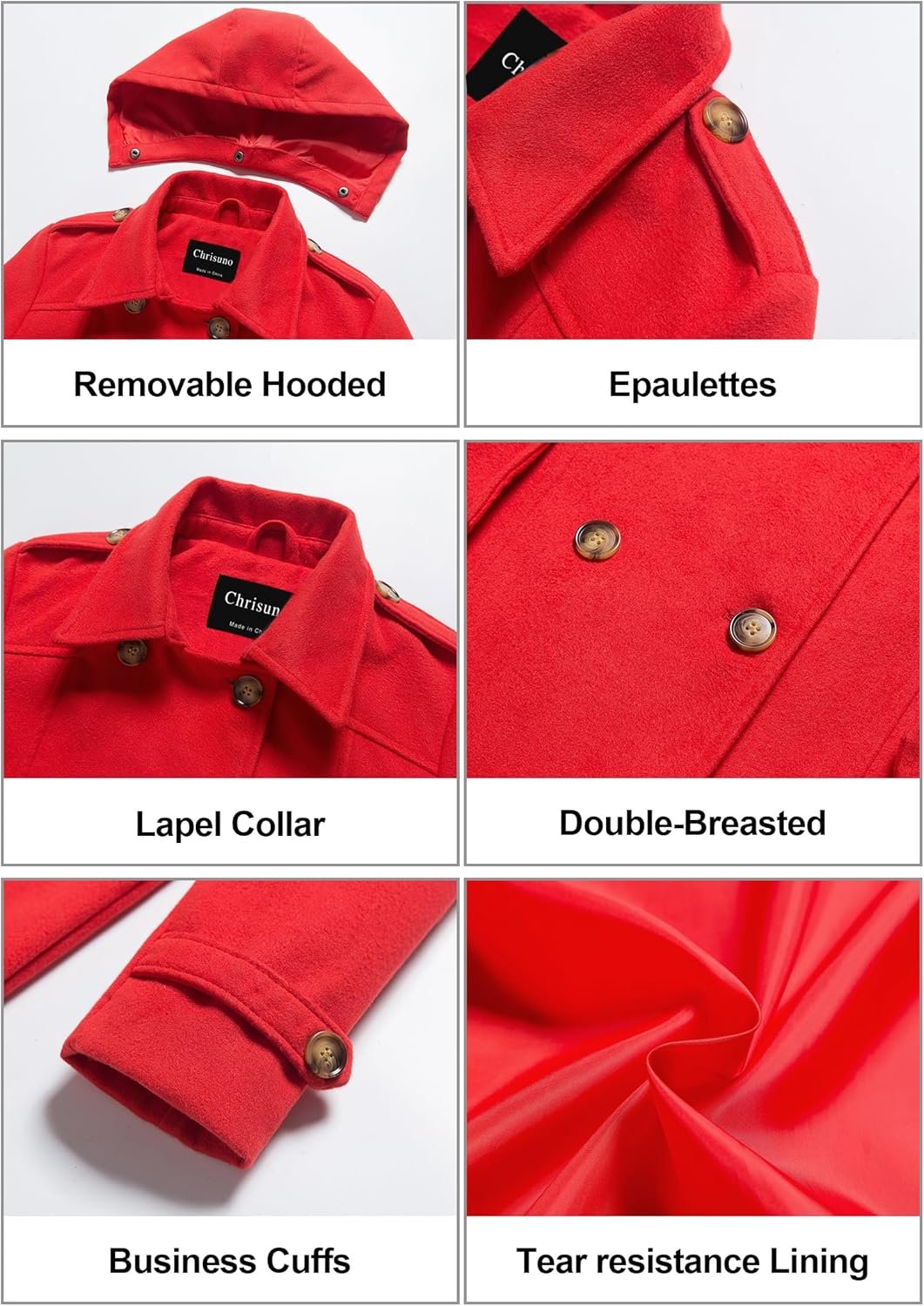 chrisuno women's double breasted pea coat hooded long winter trench coat chrisuno women's double breasted pea coat hooded long winter trench coat