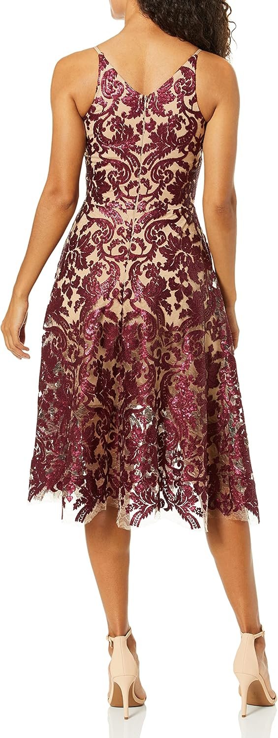 dress the population womens blair plunging fit and flare midi dress dress the population womens blair plunging fit and flare midi dress