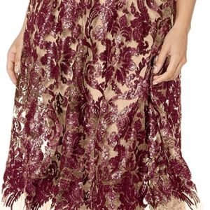 dress the population womens blair plunging fit and flare midi dress