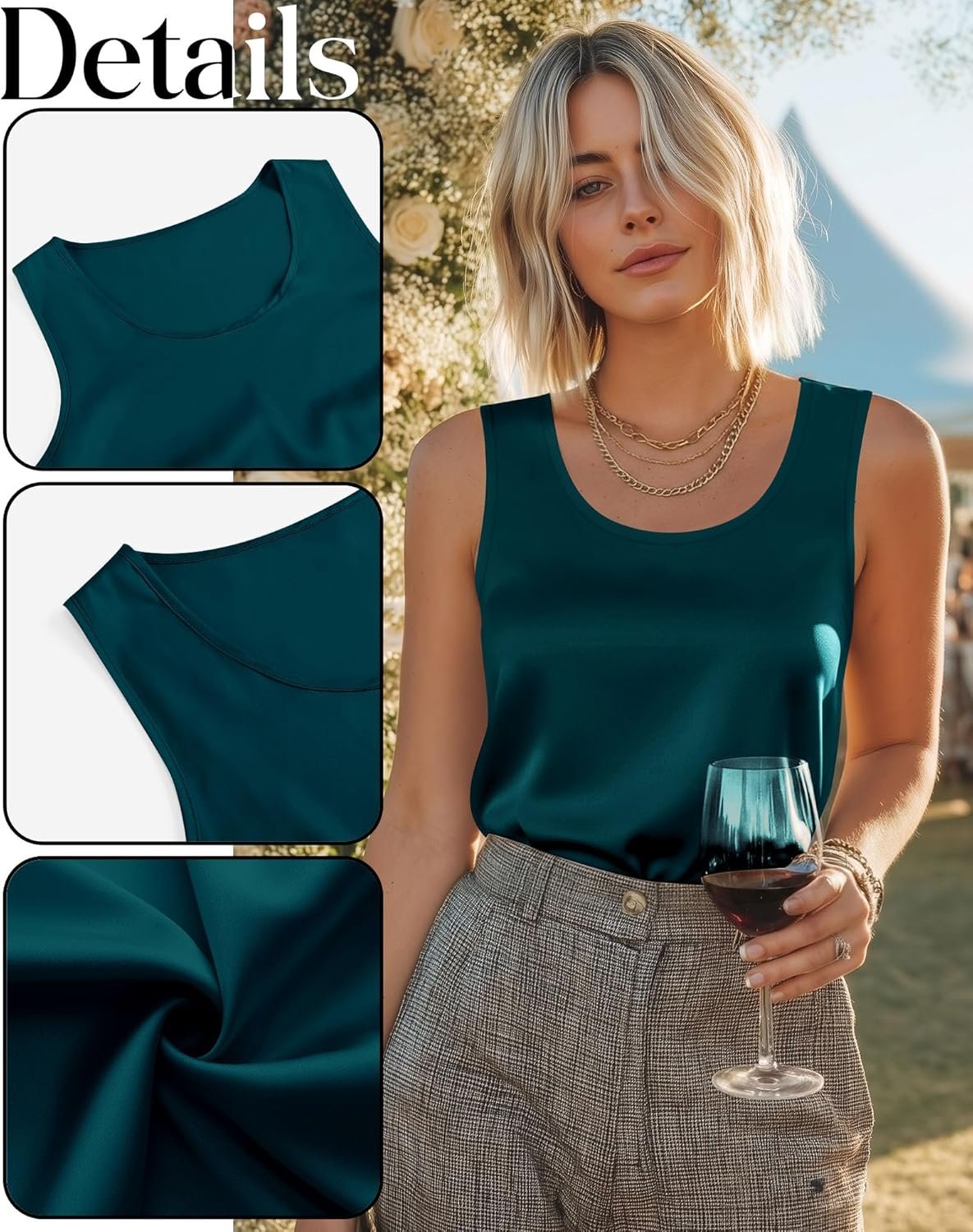 3 pack women's silk tank tops satin camisole sleeveless work undershirt dressy scoop neck shirt lady sateen blouse 3 pack women's silk tank tops satin camisole sleeveless work undershirt dressy scoop neck shirt lady sateen blouse